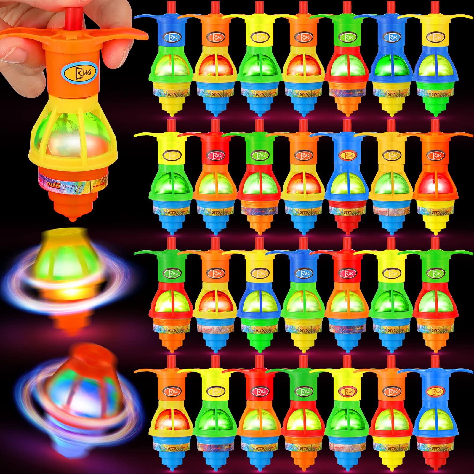 Bulk LED Light Up Spinner Tops Launcher with Gyroscope Motion Colorful Flashing Spinner Toys Novelty Bulk Toys Party Favor Goodie Bag Fillers Gifts Stuffers for Birthday Party Favors (50 Pcs)