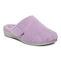 Vionic Women’s Gemma Mule Slipper - Comfortable Spa House Slippers that include Three-Zone Comfort with Orthotic Insole Arch Support, Soft House Shoes for Ladies Smoke Grape 8 Medium US