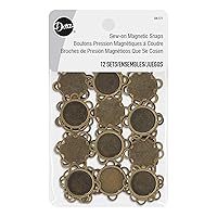 Dritz Sew on Magnetic Snaps 18mm Flower Shape Antique Brass Fasteners, 3/4