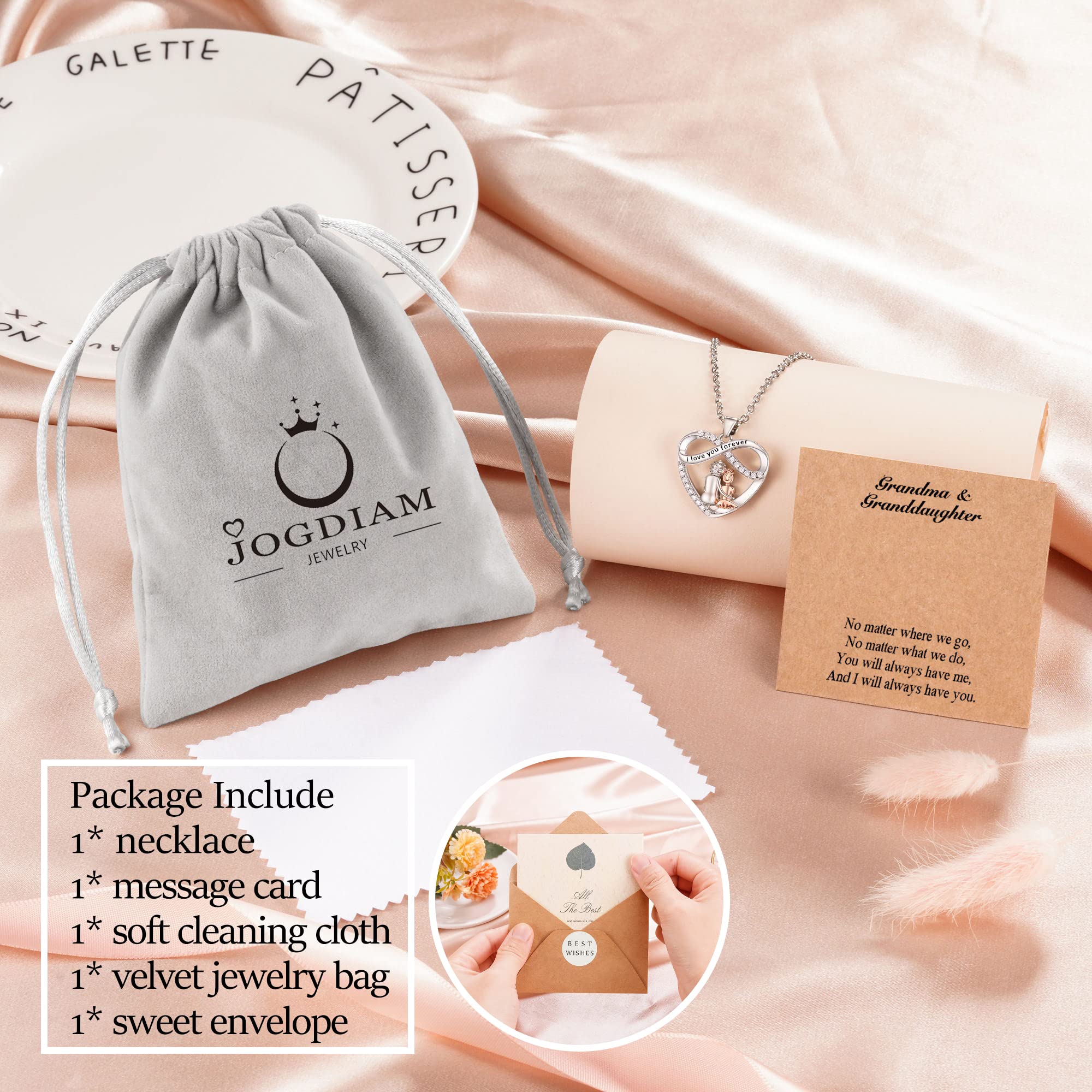 JOGDIAM Christmas Gifts for Grandma Granddaughter, Infinity Heart Pendant Birthday Christmas Jewelry Gifts for Women Girls