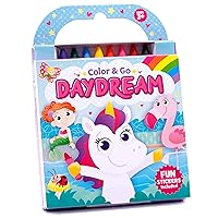 Color & Go: Daydream-Unicorns, Llamas, Princesses and More!-This Delightful Collection of 80 Coloring Pages includes 8 Jumbo Crayons and Easy-Peel Stickers (Color and Go)