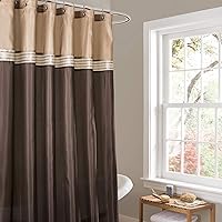 Lush Decor Terra Color Block Shower Curtain Fabric Striped Neutral Bathroom Decor, 72