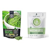 Jade Leaf Matcha + Latte Mix Bundle - Organic Matcha Green Tea Powder Culinary Pouch (100g) and Cafe Style Sweetened Matcha Latte Mix (150g)