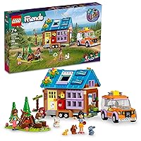 LEGO Friends Mobile Tiny House 41735, Forest Camping Dollhouse Pretend Play Set with Toy Car to Enjoy The Great Outdoors, Includes Leo & Liann Friendship Mini-Dolls, Gift Idea for Kids 7 Plus