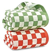 Checkered Bath Towels for Bathroom, 2 Pack Shower Towels 55