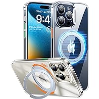 TORRAS 360°Rotatable Magnetic Ring for iPhone 15 Pro Max Case, Compatible with MagSafe with Stand & Ring Holder, Military Grade Shockproof Translucent Back Phone Case Ostand R, Diamond Clear