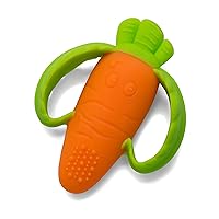 Infantino Lil' Nibbles Textured Silicone Teether -Sensory Exploration and Teething Relief with Easy to Hold Handles, Orange Carrot