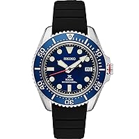 SEIKO PROSPEX Solar Diver's Blue Dial Black Rubber Watch SNE593