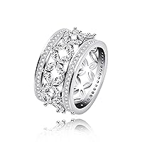 Platinum Plated Luxury Butterfly Ring Marquise Cut Cubic Zirconia Wide Band Rings for Women