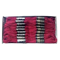 Maroon - Set Lot of Cotton 6 Ply Strand Thread Yarn Skeins Cross Stitch Embroidery Floss (Set of 10 Skeins)