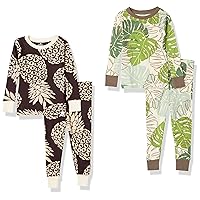 HonestBaby Multipack 2-Piece Pajamas Sleepwear PJs 100% Organic Cotton for Infant Baby and Toddler Boys, Unisex