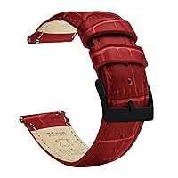 Barton Alligator Grain Leather Watch Bands - Quick Release Leather Watch Straps for Men Women - 16mm, 18mm, 19mm, 20mm, 21mm, 22mm, 23mm, or 24mm Standard or Long
