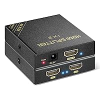 4K HDMI Splitter 1 in 2 Out 60Hz- HDCP 2.2/2.3 Bypass, HDR, Dolby Atmos/DTS5.1/7.1 - Compatible with PS5/PS4/PS3, Apple TV, Xbox, Cable Box, Roku Stick, etc.