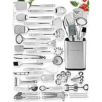 Home Hero Stainless Steel Kitchen Utensils Set - Nonstick Stainless Steel Cooking Utensils Set - Heat Resistant Kitchen Essentials & Metal Kitchen Gadgets (54 Pcs Set)