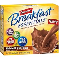 Carnation Breakfast Essentials Rich Milk Chocolate Flavor Powder 36 Gram Container Individual Packet, Nestle Healthcare Nutrition, 11004656 - Box of 10