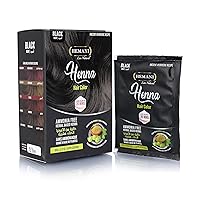 Hair Henna Color 2.12 OZ (60g) 6 Applications, Colors in 20 Minutes - Ammonia Free - Herbal Based Henna (Black)
