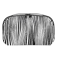 Electronics Organizer, Stripe Black White Zebra Print Small Travel Cable Organizer Carrying Bag, Compact Tech Case Bag for Electronic Accessories, Cords, Charger, USB, Hard Drives