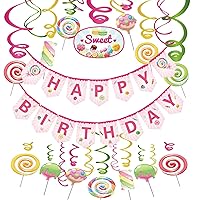 Candyland Decorations,Candyland Hanging Swirl,Candyland Birthday Banner for Girls,Boys,Kids,Home,Classroom,Baby Shower