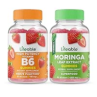 Lifeable Vitamin B6 + Moringa Leaf, Gummies Bundle - Great Tasting, Vitamin Supplement, Gluten Free, GMO Free, Chewable