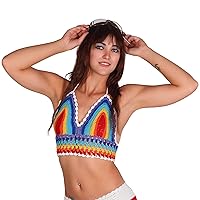 Western Fashion Rainbow Summertime Crochet Halter Top