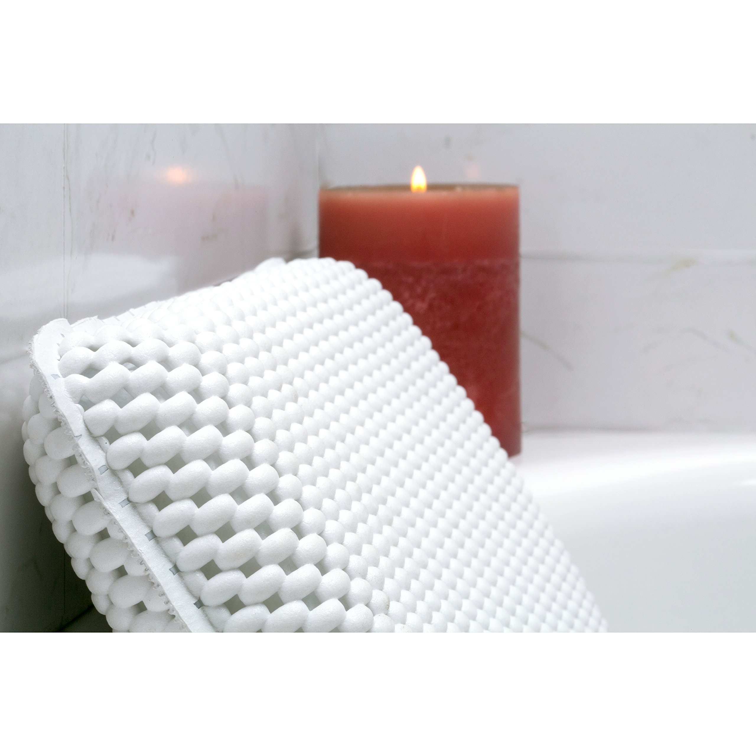Bath Biss Spa Foam Bath Pillow | Suction Cup | Bathtub | Head and Neck Support | Relaxing Cushion | White