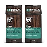 Every Man Jack Sea Minerals + Citron Men’s Deodorant - Stay Fresh with Aluminum Free Deodorant For all Skin Types - Odor Crushing, Long Lasting, with Naturally Derived Ingredients - 3oz