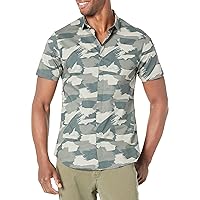 A｜X ARMANI EXCHANGE Men's Printed Woven Short Sleeve Button Up Shirt