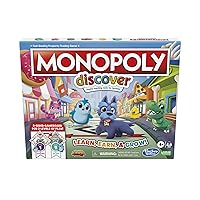 Monopoly Discover Board Game for Kids Ages 4+, Fun Game for Families, 2-Sided Gameboard for 2-4 players, 2 Levels of Play, Playful Teaching Tools for Families