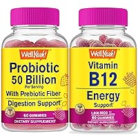 Probiotics 50B+ Prebiotics + Vitamin B12 1000mcg, Gummies Bundle - Great Tasting, Vitamin Supplement, Gluten Free, GMO Free, Chewable Gummy