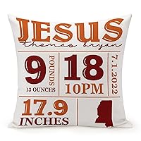 Throw Pillow Covers 16x16 Baby Birth Announcement Pillows Personalized Newborn Information State Nursery Decor Baby Boy Girl Gift Linen Throw Pillow Covers Sofa Pillows Spring Housew