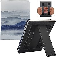 Case for Kindle 8th/10th Gen Cover for Kindle (10th Generation, Model J9G29R) / Kindle (8th Generation, Model SY69JL) Cover with Auto Sleep/Wake/Double Hand Strap/Stand (Misty Mountains)