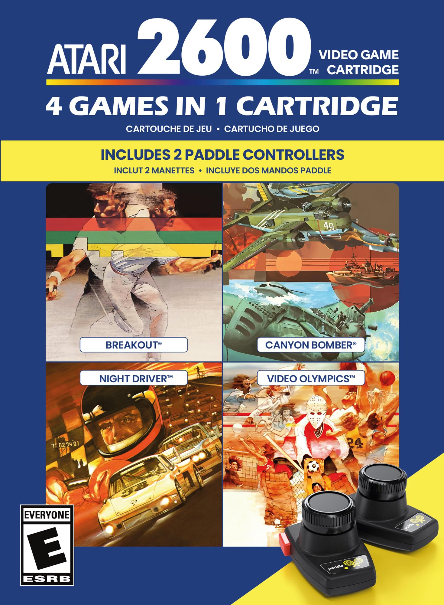 4 in 1 Game Cartridge with Paddle Pack Atari 2600+