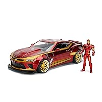 Jada Toys Marvel Iron Man & 2016 Chevy Camaro Die-cast Car, 1:24 Scale Vehicle &2.75 Collectible Metal Figurine Red