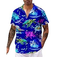 RAISEVERN Mens Hawaiian Shirt Casual Button Down Short Sleeve Tropical Beach Dress Shirt for Summer Holiday
