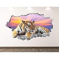 Tiger Wall Decal Art Decor 3D Smashed Animal Sticker Poster Kids Room Mural Custom Gift BL117 (22