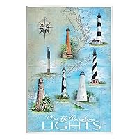 Stupell Industries North Carolina Lighthouses Map Wood Wall Art, Design by Erica Christopher