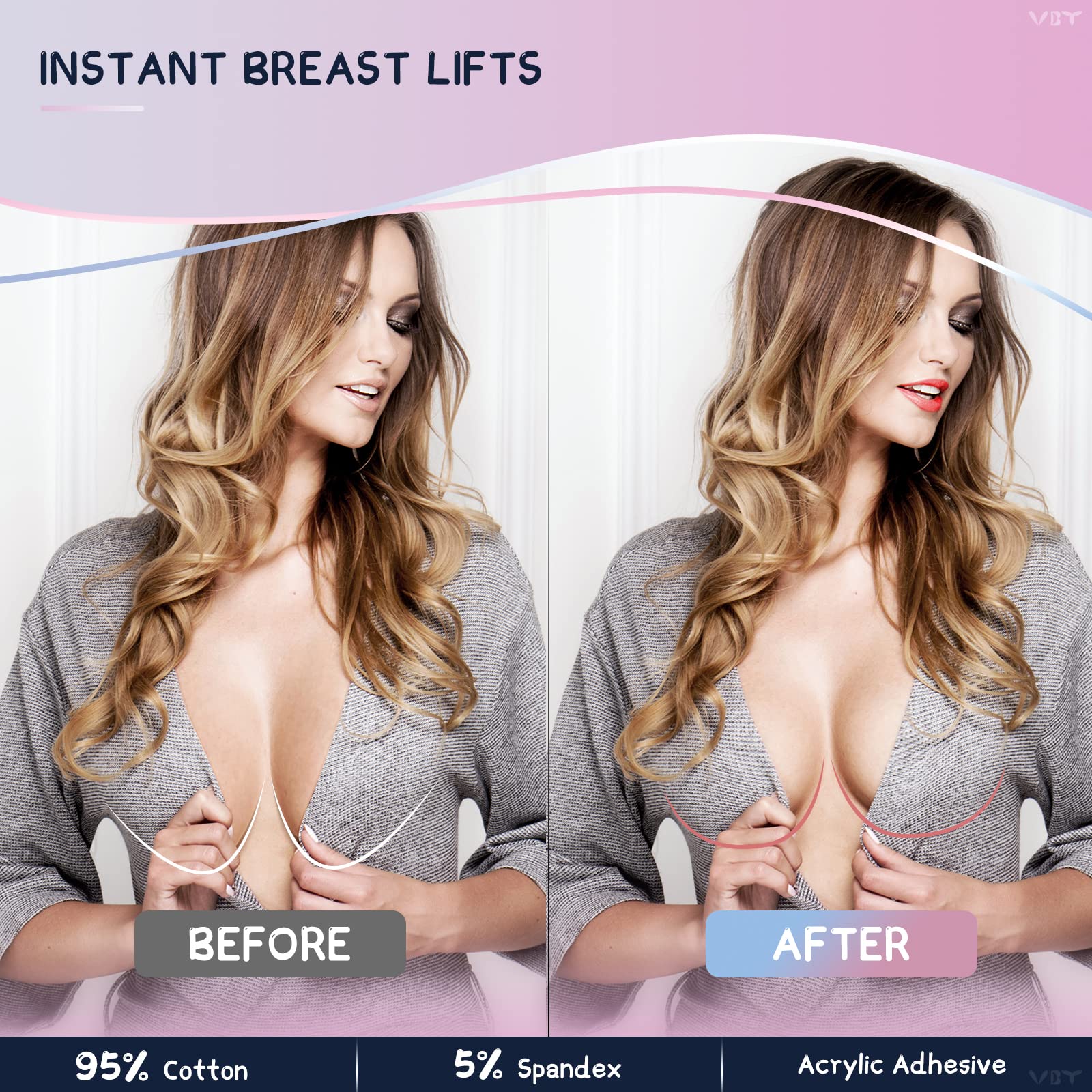 Breast Tape, Replace Your Bra-Instant Boob Tape, Suitable for A-G, Bob Tape for Breast Lift w 1 Breast Lift Tape, 5 Pairs Satin Breast Petals, 1 Pair Silicone Nipple Stickers, 36 PCS Double Sided Tape