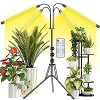 FRENAN Grow Light with Stand, Grow Lights for Indoor Plants with Full Spectrum, 10 Dimmable Brightness, 4/8/12H Timer, 3 Switch Modes, Adjustable Gooseneck, Suitable for Plants Growth