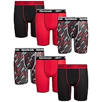Reebok Boys’ Underwear – Long Leg Performance Boxer Briefs (6 Pack)
