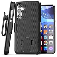 DuraClip Designed for Samsung Galaxy S24 Plus Belt Clip Case with Phone Holster and Kickstand (S24+) Black