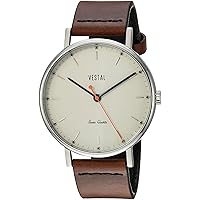 Vestal Sophisticate Stainless Steel Swiss-Quartz Watch with Leather Calfskin Strap, Brown, 20 (Model: SPH3L08)