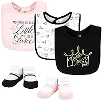 Yoga Sprout Unisex Baby Cotton Bibs and Socks, Crown, One Size