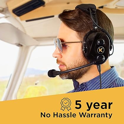 KORE AVIATION KA-1 General Aviation Headset for Pilots | Mono and Stereo Compatibility, Passive Noise Reduction, Noise Canceling Microphone, Gel Ear Seals, Adjustable Headband, Headset Bag