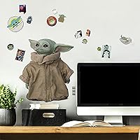 RoomMates RMK4477SCS The Mandalorian The Child Peel and Stick Wall Decals, Green/Tan/White