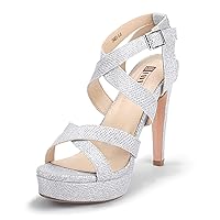 IDIFU Women's Dress Platform High Heels Strappy Heeled Sandals Open Toe Ankle Strap Shoes for Women Wedding Bridal Homecoming