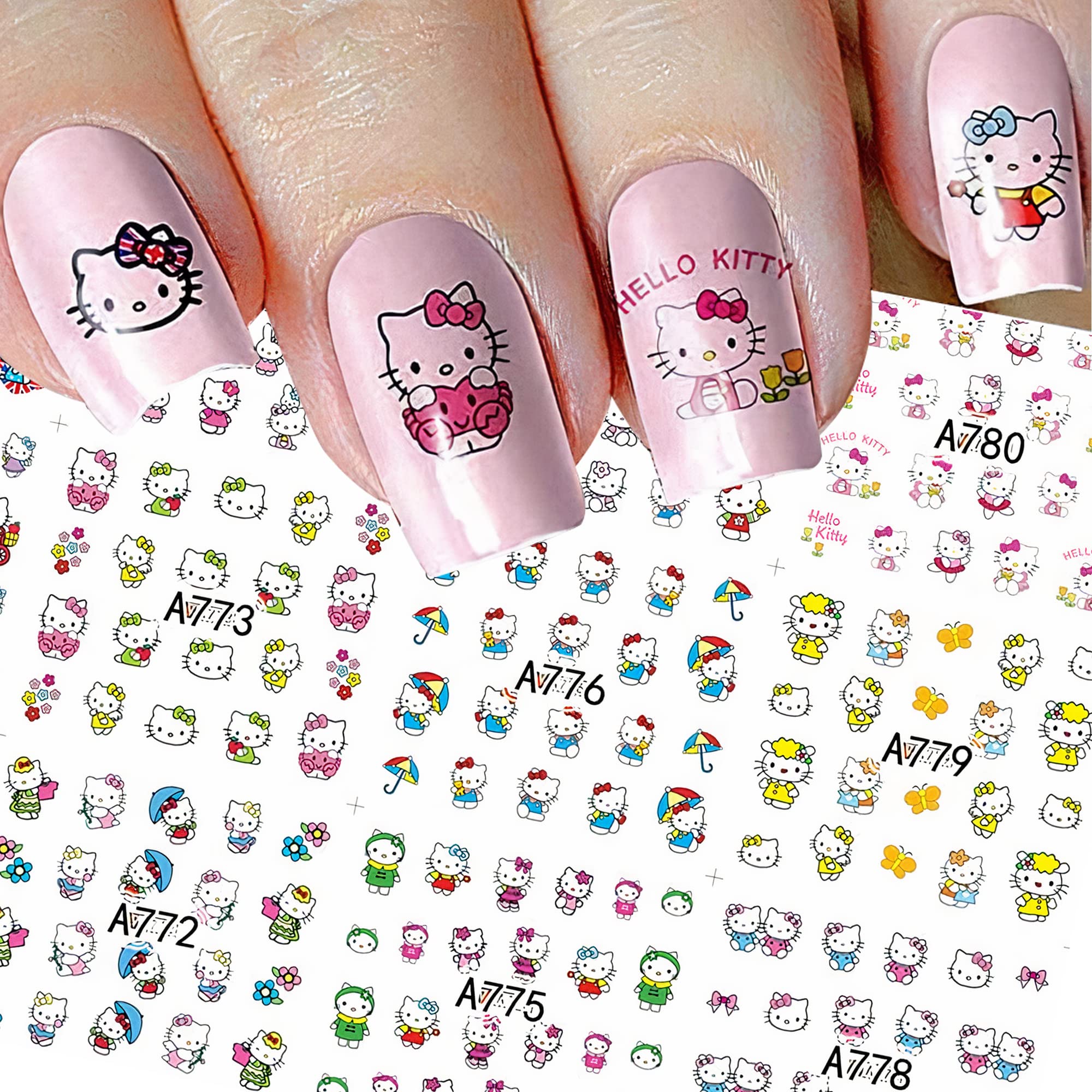 Mua 12 Sheets hello kitty nail stickers Cat Nail Art Decorations ...