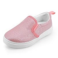 Girls Slip On Canvas Shoes Kids Glitter Walking Casual Tennis Sneakers Purple for Little Kid