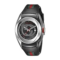 Gucci SYNC L Stainless Steel Watch with Black Rubber Band(Model:YA137301)
