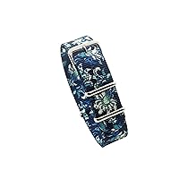 Double Graphic Printed White Flower Blue BG Ballistic Nylon Watch Strap Polished Buckle NT168
