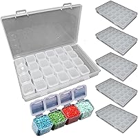6 Pack Diamond Painting Storage Boxes, 28 Grids Per Case for a Total of 168 Snap to Close Compartments for Resin Diamonds, Beads, Nail Rhinestones, and More - SciencePurchase
